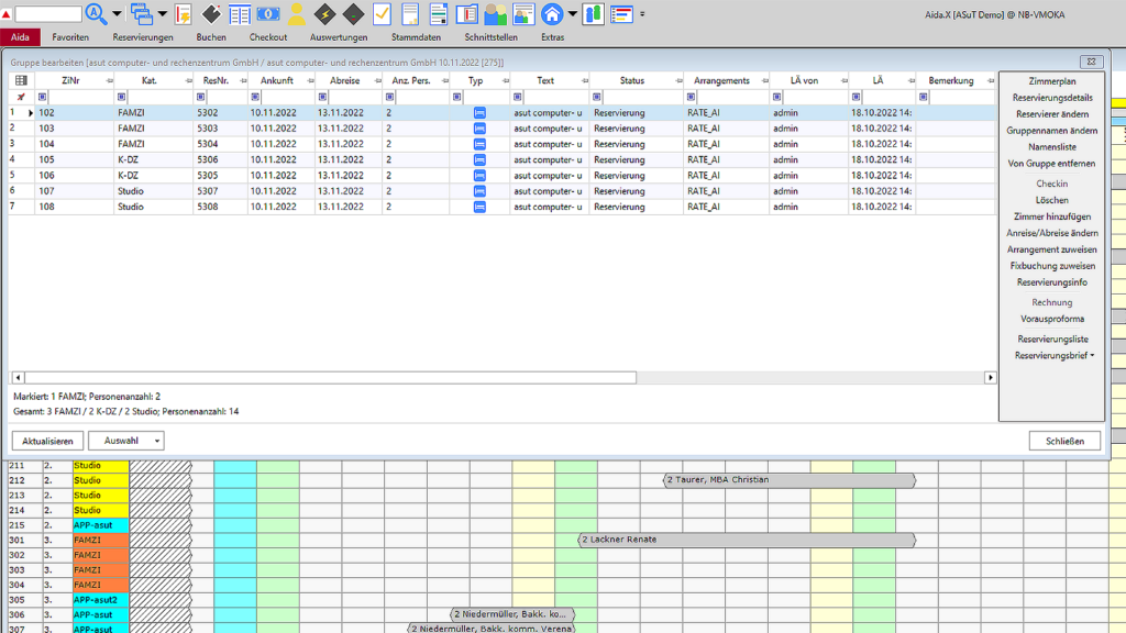 Screenshot vom Gruppenplaner
